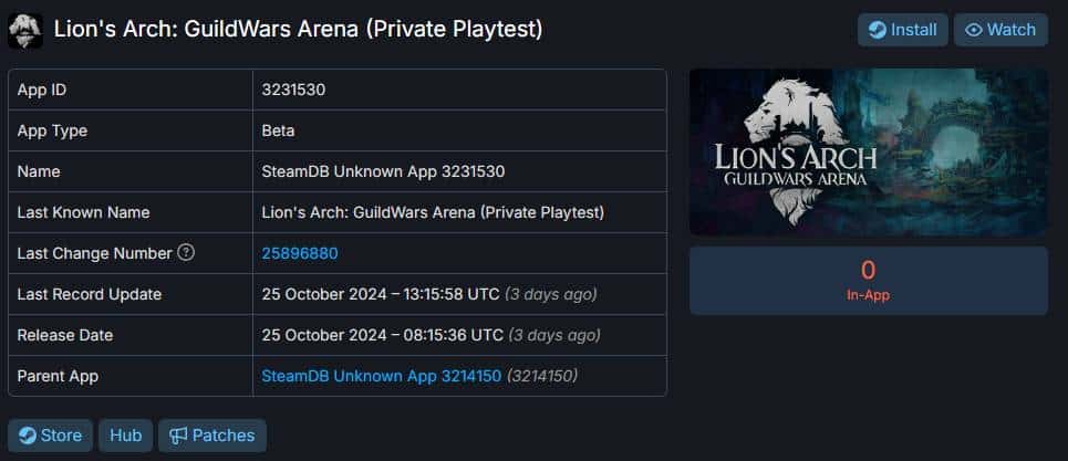 《Guild Wars》系列新作《Lion’s Arch: GuildWars Arena》出現在 SteamDB 網站上 1 image 9 9
